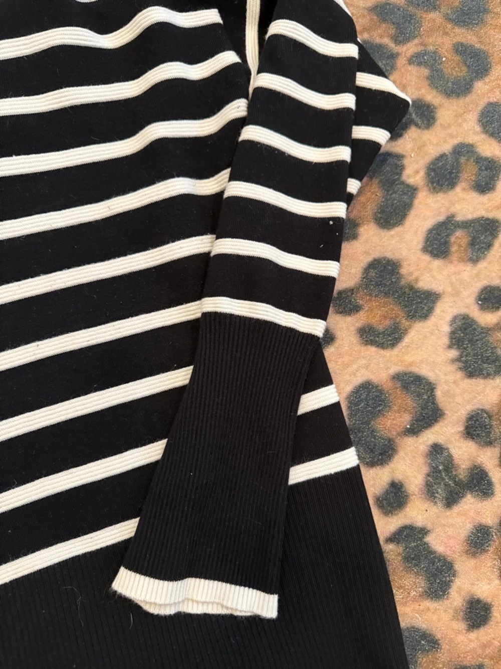 Striped Black and White Crew Neck Sweater - Picture 2 of 4